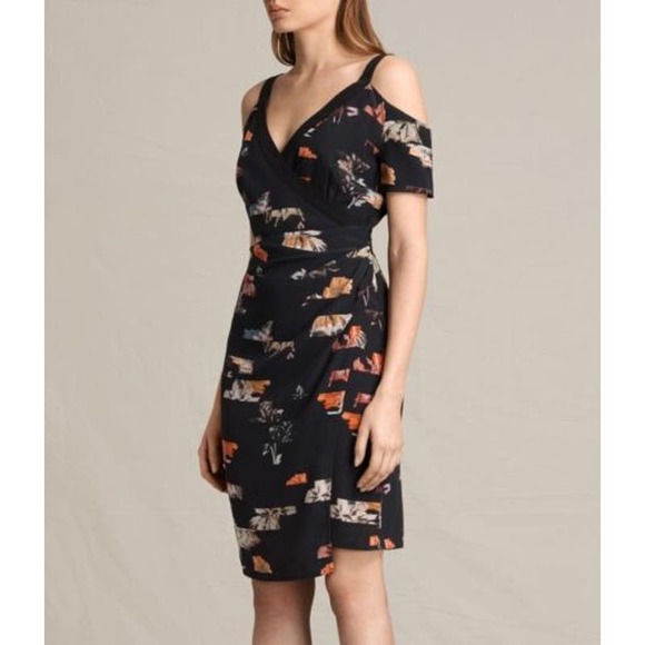 Robe En Soie Noire AllSaints 'Florianna' - Taille US 4 - Neuve Sans étiquettes